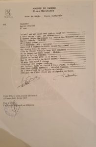 Death certificate of Marcel Charles Valsuani (1990, Cannes) - proof that Marcel, not Marcello, was Claude's son
